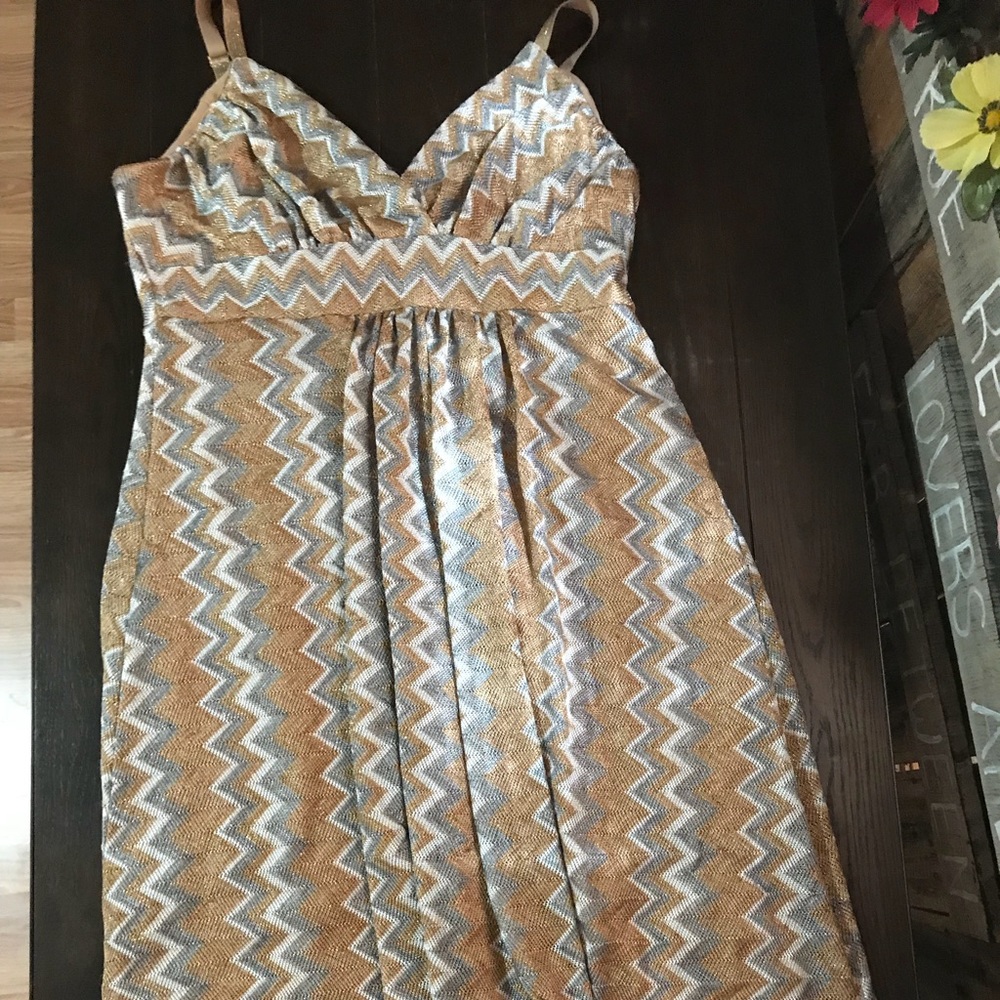 Sliver and gold midi dress